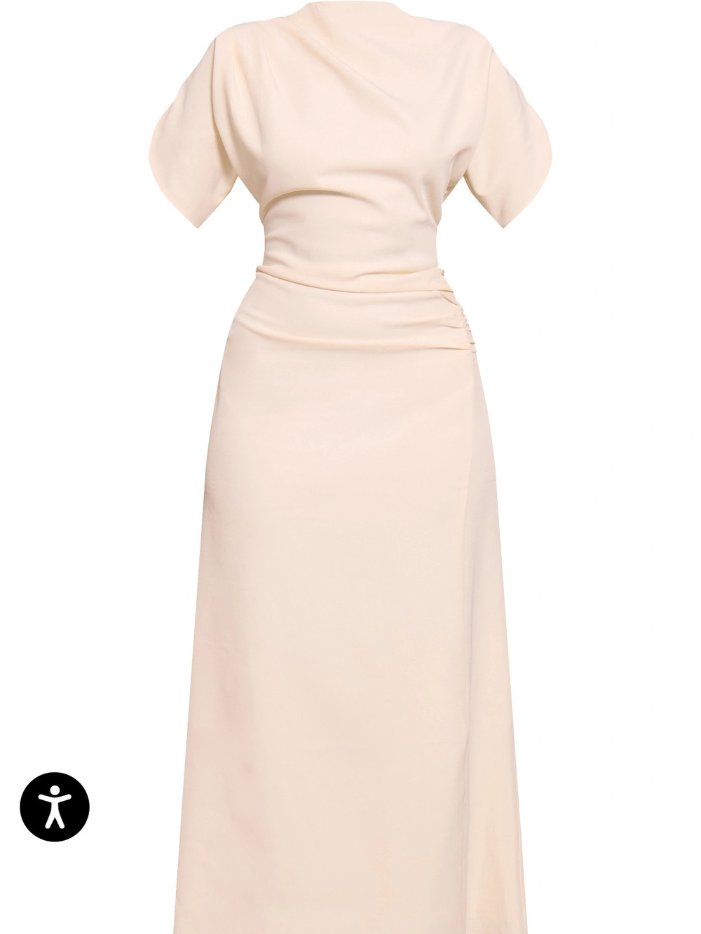 PrettyLittleThing Cream Draped Waist Maxi Dress